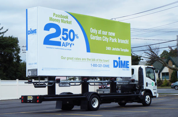 Billboards2Go.com mobile billboard image - Client DIME Bank