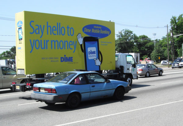 Billboards2Go.com mobile billboard image - Client DIME Bank